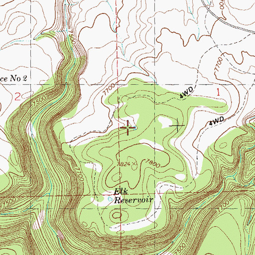 Topographic Map of Little Beaver Number 2 Reservoir, CO
