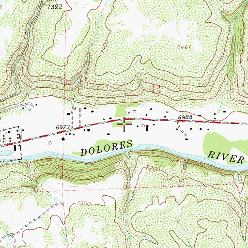 Topographic Map of Dolores Forest Service Facility, CO