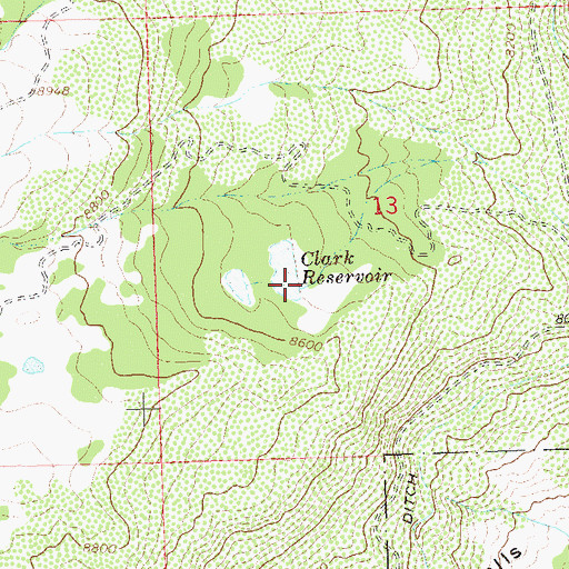 Topographic Map of Clara Reservoir, CO