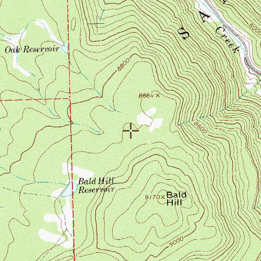 Topographic Map of Ted Reservoir, CO