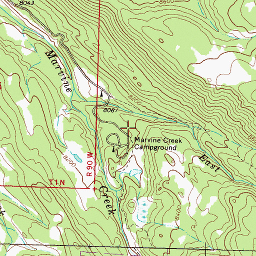 Topographic Map of Marvine Trailhead, CO