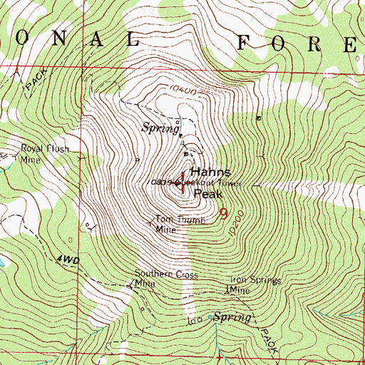Topographic Map of Hahns Peak Lookout, CO