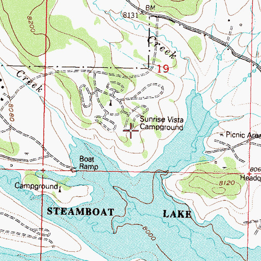 Topographic Map of Sunrise Vista Campground, CO