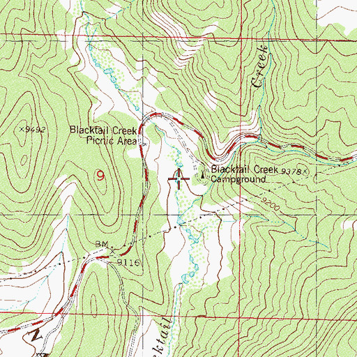 Topographic Map of Blacktail Creek Campground, CO