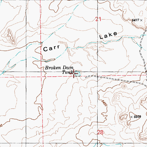 Topographic Map of Broken Dam Tank, AZ