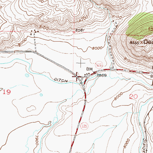 Topographic Map of Three Way, CO