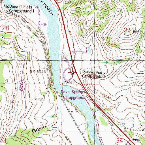 Topographic Map of Prairie Point Campground, CO