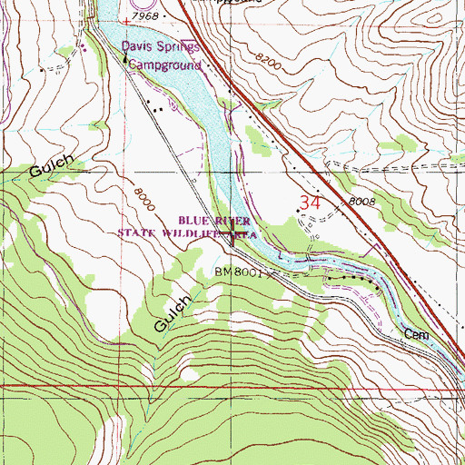 Topographic Map of Doig Gulch, CO