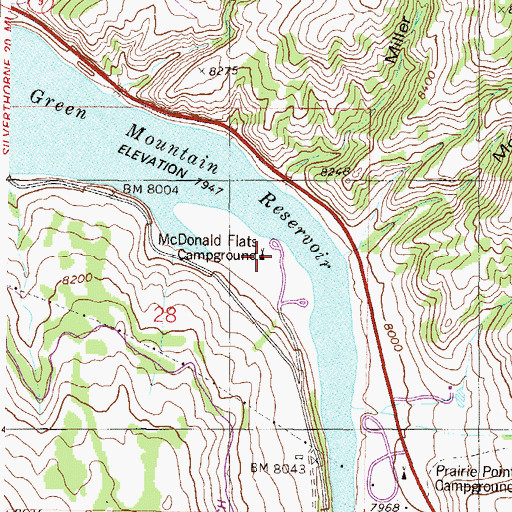 Topographic Map of McDonald Flats Campground, CO