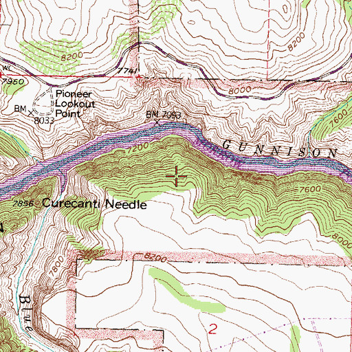 Topographic Map of Blue Creek, CO