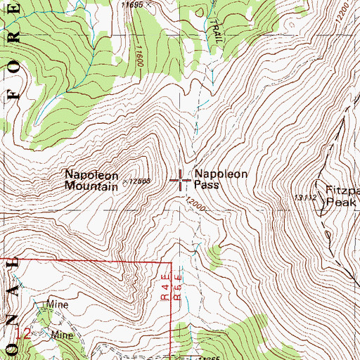 Topographic Map of Napoleon Pass, CO