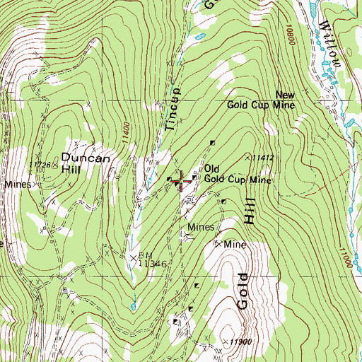 Topographic Map of Old Gold Cup Mine, CO