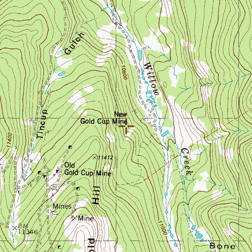 Topographic Map of New Gold Cup Mine, CO