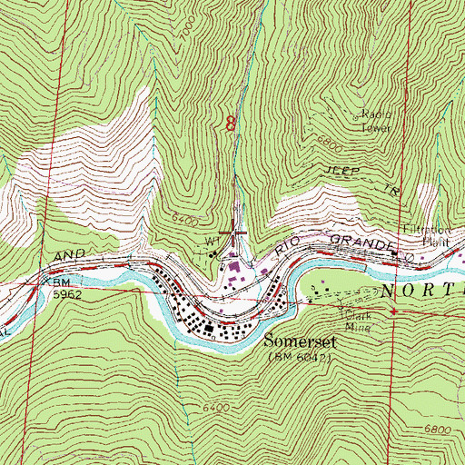 Topographic Map of Kaiser Mine, CO