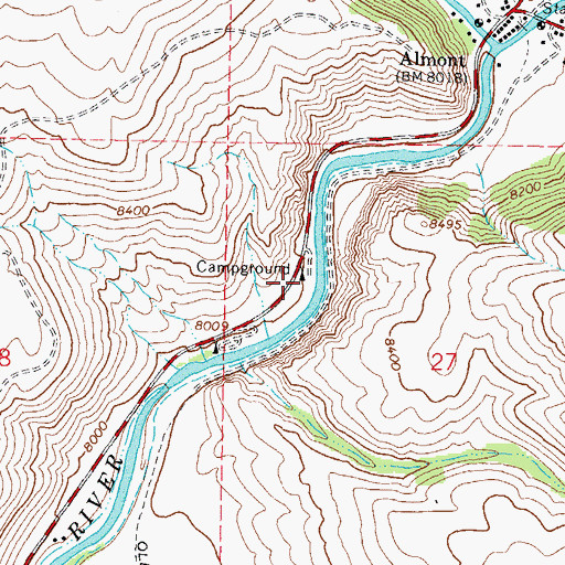 Topographic Map of Almont Campground, CO