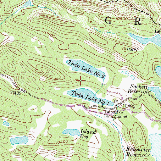 Topographic Map of Twin Lakes, CO