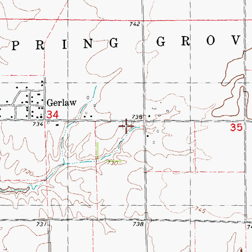 Topographic Map of Gerlaw Cemetery, IL
