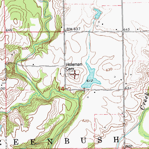 Topographic Map of Holeman Cemetery, IL