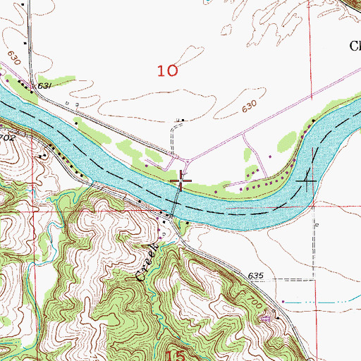 Topographic Map of Cliffland River Access, IA