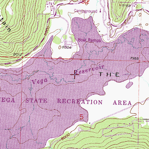 Topographic Map of Vega State Recreation Area, CO