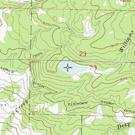 Topographic Map of Williams Creek Lake, CO