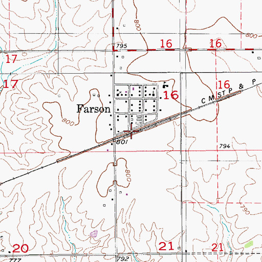 Topographic Map of Farson, IA