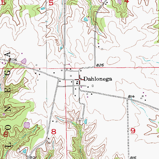 Topographic Map of Dahlonega Post Office (historical), IA