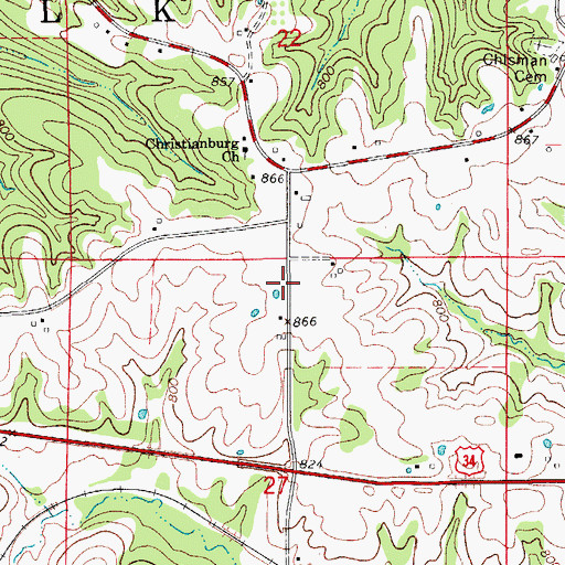 Topographic Map of Christiansburgh Post Office (historical), IA