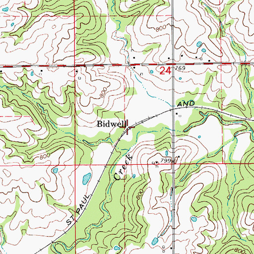 Topographic Map of Bidwell, IA