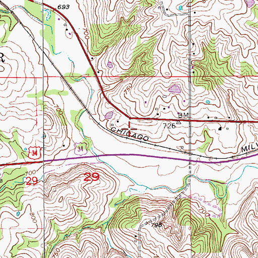 Topographic Map of Bear Creek, IA