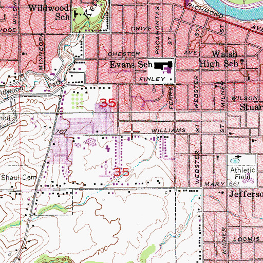 Topographic Map of American Little League Field, IA