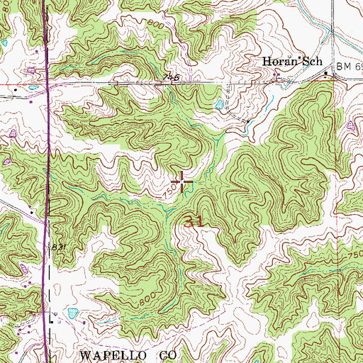 Topographic Map of Pioneer Ridge Nature Area and Nature Center, IA