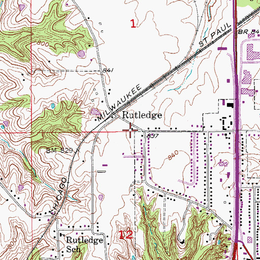 Topographic Map of Jehovahs Witnesses, IA