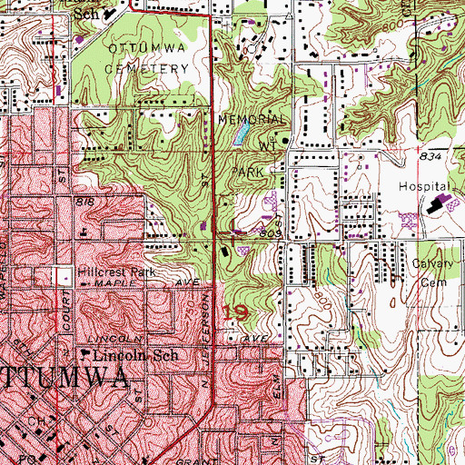 Topographic Map of Ottumwa Family Practice Center, IA