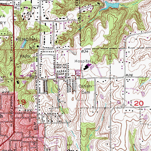 Topographic Map of Ottumwa Manor, IA