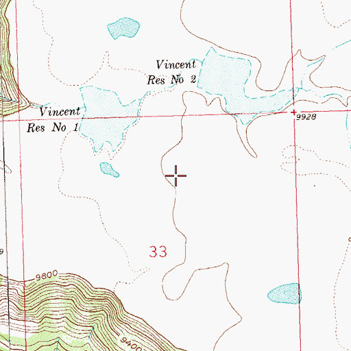 Topographic Map of Vincent Reservoirs, CO