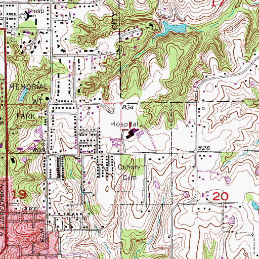 Topographic Map of Ottumwa Obstetrics and Gynecology Center, IA