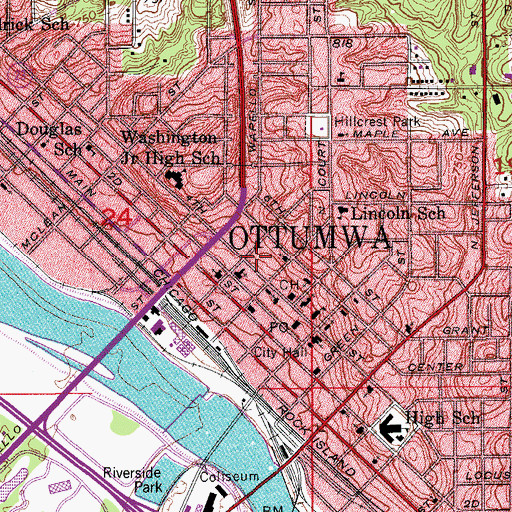 Topographic Map of Ottumwa Dermatology Clinic, IA