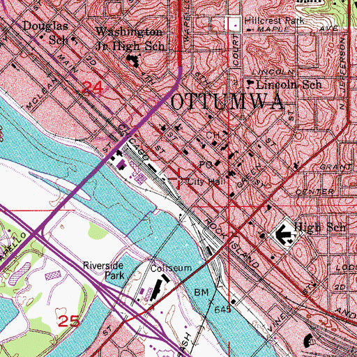 Topographic Map of Ottumwa Family Health Center, IA