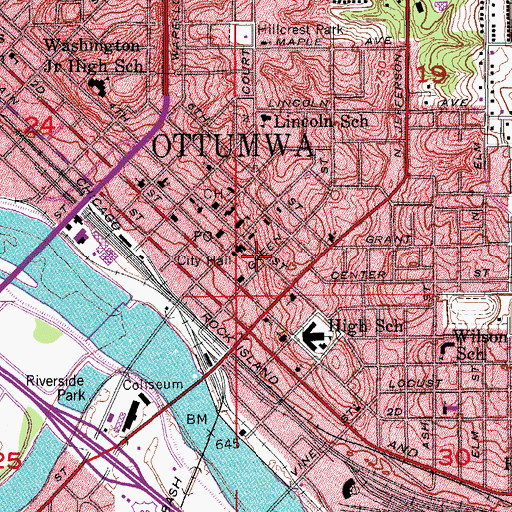 Topographic Map of Second Baptist Church, IA