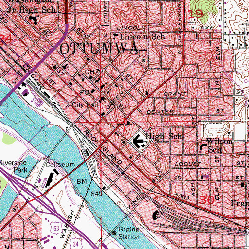 Topographic Map of First Lutheran Church, IA