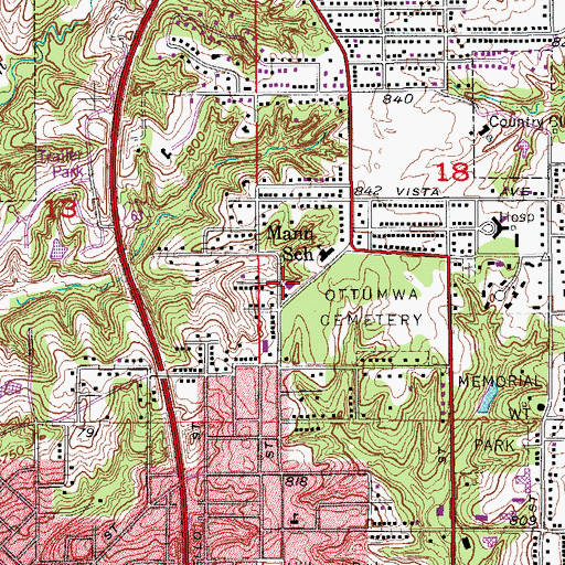 Topographic Map of North Court Baptist Church, IA
