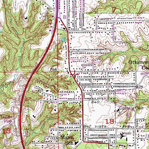 Topographic Map of Trinity Church of the Nazarene, IA