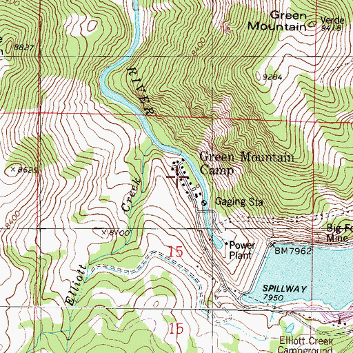 Topographic Map of Green Mountain Camp, CO