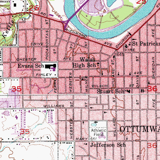 Topographic Map of Church of Jesus Christ Ottumwa, IA