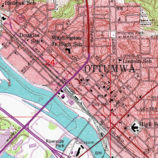 Topographic Map of First Christian Church, IA