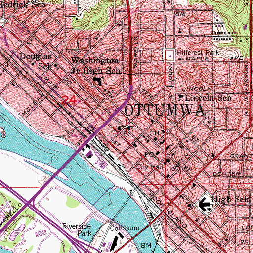 Topographic Map of First Presbyterian Church, IA