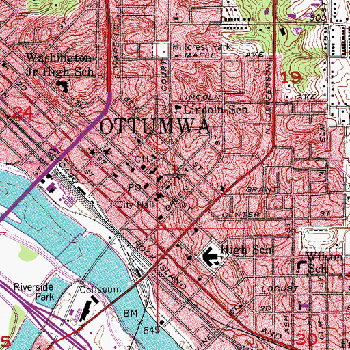 Topographic Map of Trinity Episcopal Church, IA