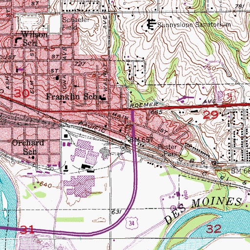 Topographic Map of First Foursquare Church, IA