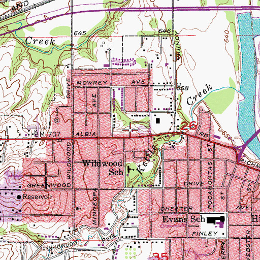Topographic Map of Albia Road Southern Baptist Church, IA